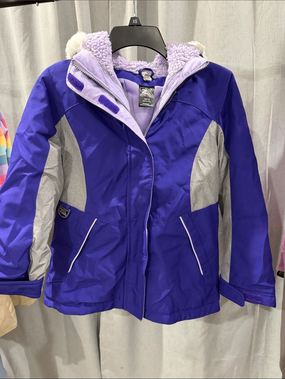 ZeroXposur Girls Purple & Gray Hooded Puffer Jacket